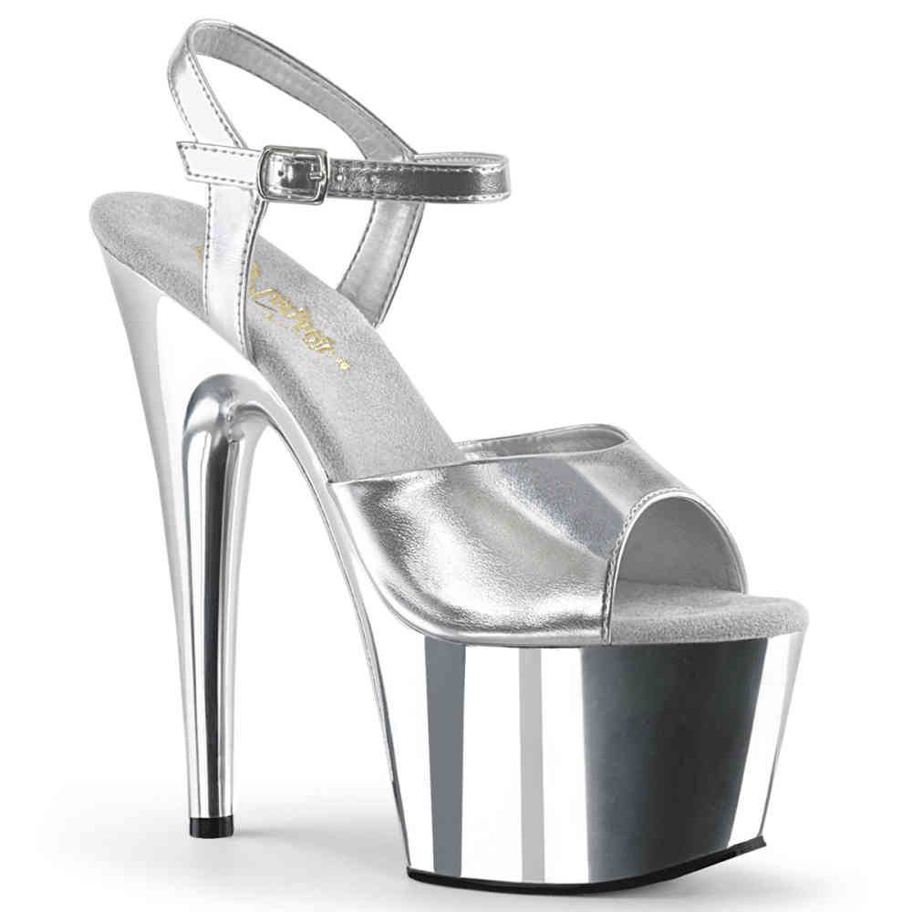 Pleaser - ADORE709 Ankle strap sandal, Pole dance shoes - Pole dance shoes - Silver coloured Product image